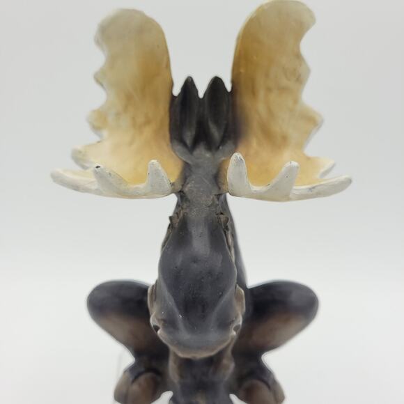 Whimsical Sitting Moose Signed Resin 6" - Picture 9 of 14